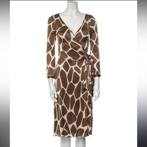 Moschino Brown and Cream Midi Dress